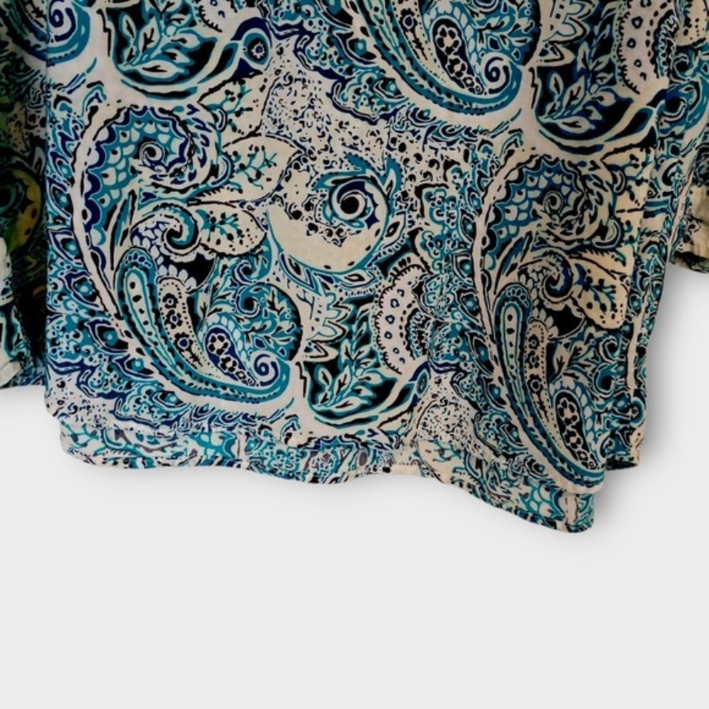BIT & BRIDLE Womens Top Sz L Long Sleeve‎ Button Down Shirt Blue Paisley Print - Picture 10 of 13